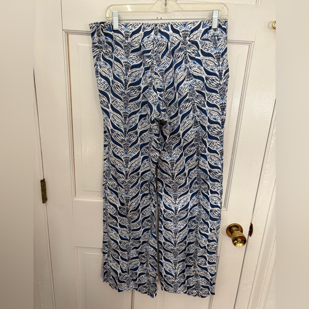 Lilly Pulitzer Bal Harbour Linen Palazzo Pant Navy Mermaids Tail Size Medium (M) - Picture 5 of 10